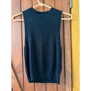 Express Womens Black Sleeveless Sweater High Neck Knit Shell Top Size Small